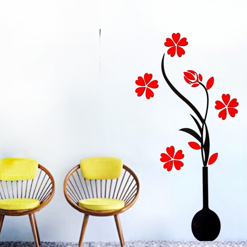 استیکر دیواری مدل گل و گلدان 