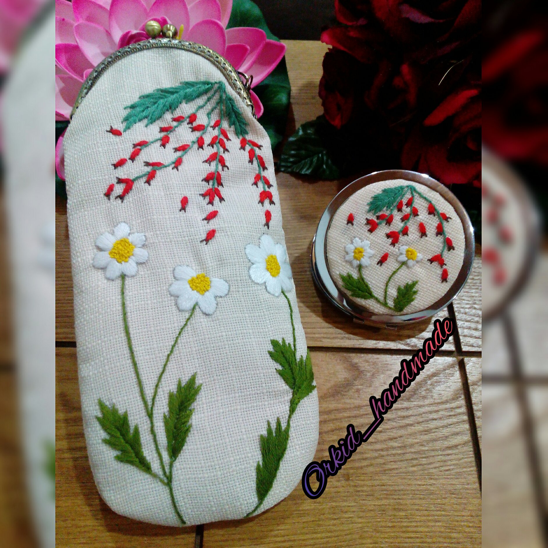 ست کیف عینک و آینه گلدوزی