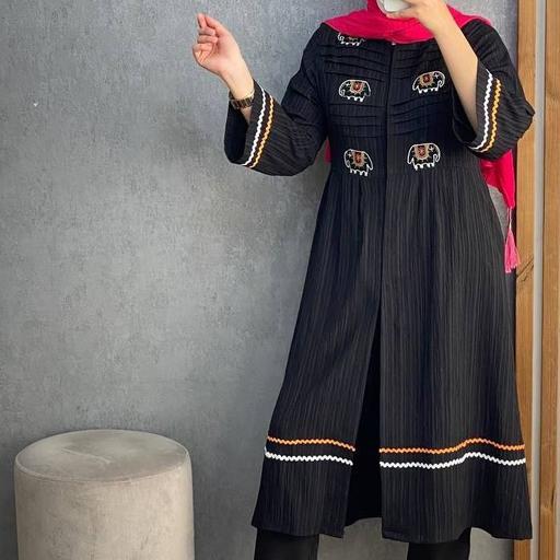 مانتو زنانه مزون دوز ، پارچه دلتا کراش خرجکار هندی ،سایزبندی 38 الی 48