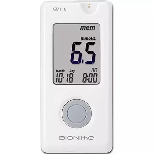 دستگاه تست قند خون بایونیم مدل رایتست GM110 همراه 10 عدد نوار و سوزن ا Bionime Rightest GM110 Blood Suger Monitor

