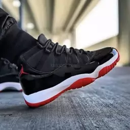 کفش جردن  Nike Jordan 11 مردانه رنگ مشکی قرمز سفید سایز 41 تا 44 ( کتونی جردن - جردن 11 - کتونی جردن 11 - کفش نایک ) 