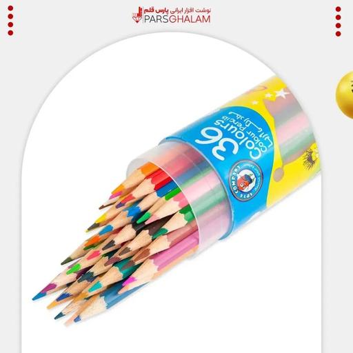 مداد رنگی 36 رنگ استوانه‌ای آریا