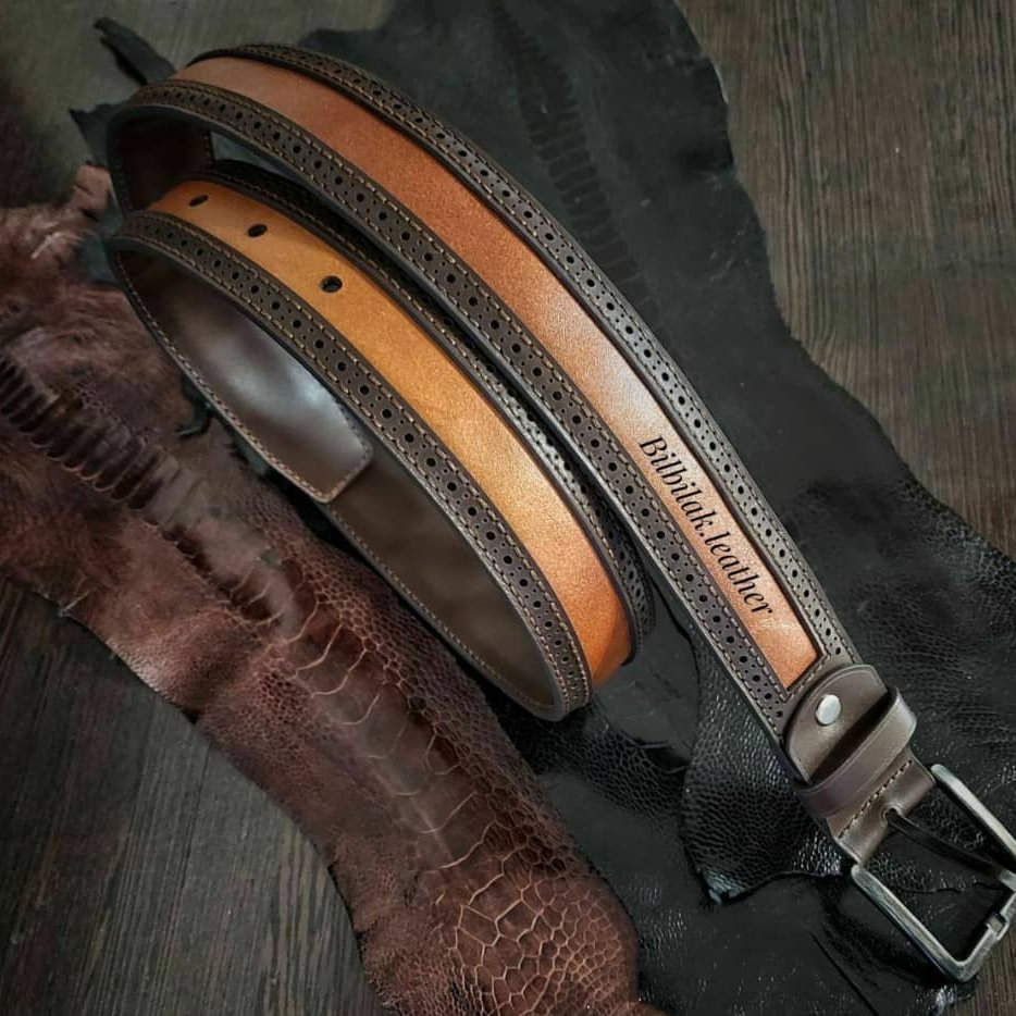 کمربند چرم طبیعی دو رنگ