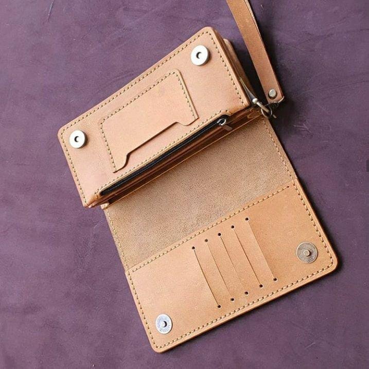 کیف مدارک دستی جمع و جور چرم طبیعی دست دوز