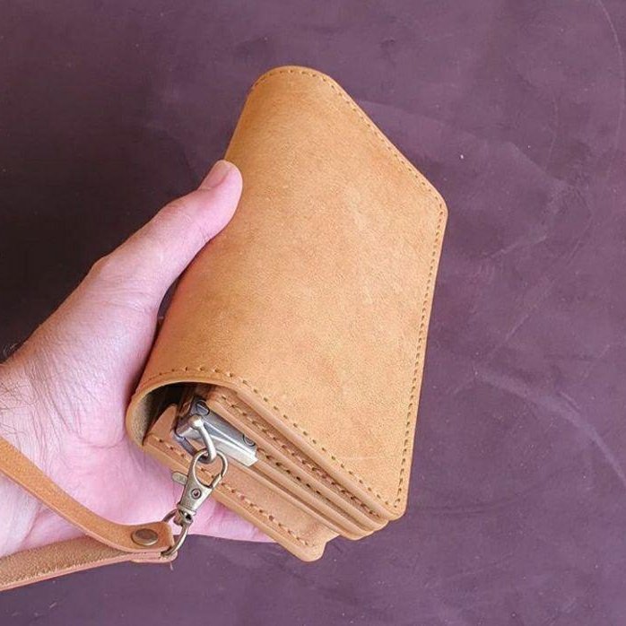 کیف مدارک دستی جمع و جور چرم طبیعی دست دوز