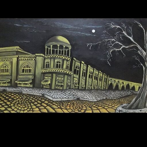تابلو نقاشی  رنگ روغن روی بوم با عنوان تهران قدیم 