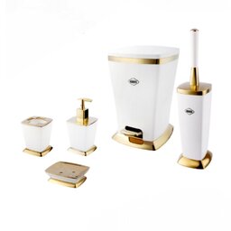 سرویس دستشویی پنج پارچه سفید طلایی سمفونی مدلی الیکا  ارسال رایگان 