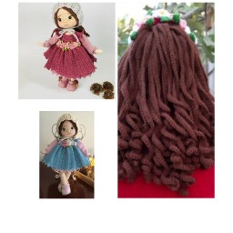عروسک  بافتنی دختر دافنه قد حدودا 40 سانت کل بدن مفتول گذاری شده موها بلند و بافت هستن دست و پا قابلیت فرم دهی دارد