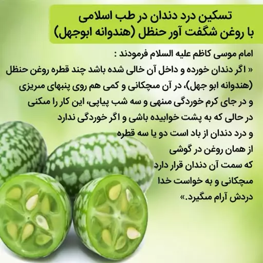 روغن حنظل 20 سی سی ( تسکین درد دندان ) سنتی