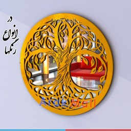 آینه درخت زندگی طلایی قطر 40 سانتیمتر
