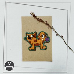 پیکسل  - مگنت - استیکر  طرح گربه سگ پیکسل ساز - جنس چوبی و نقاشی شده - ضدآب