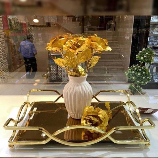 سینی کف آینه ای طلایی