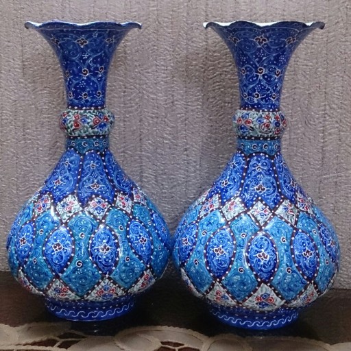 گلدان خمره ای مینا کاری