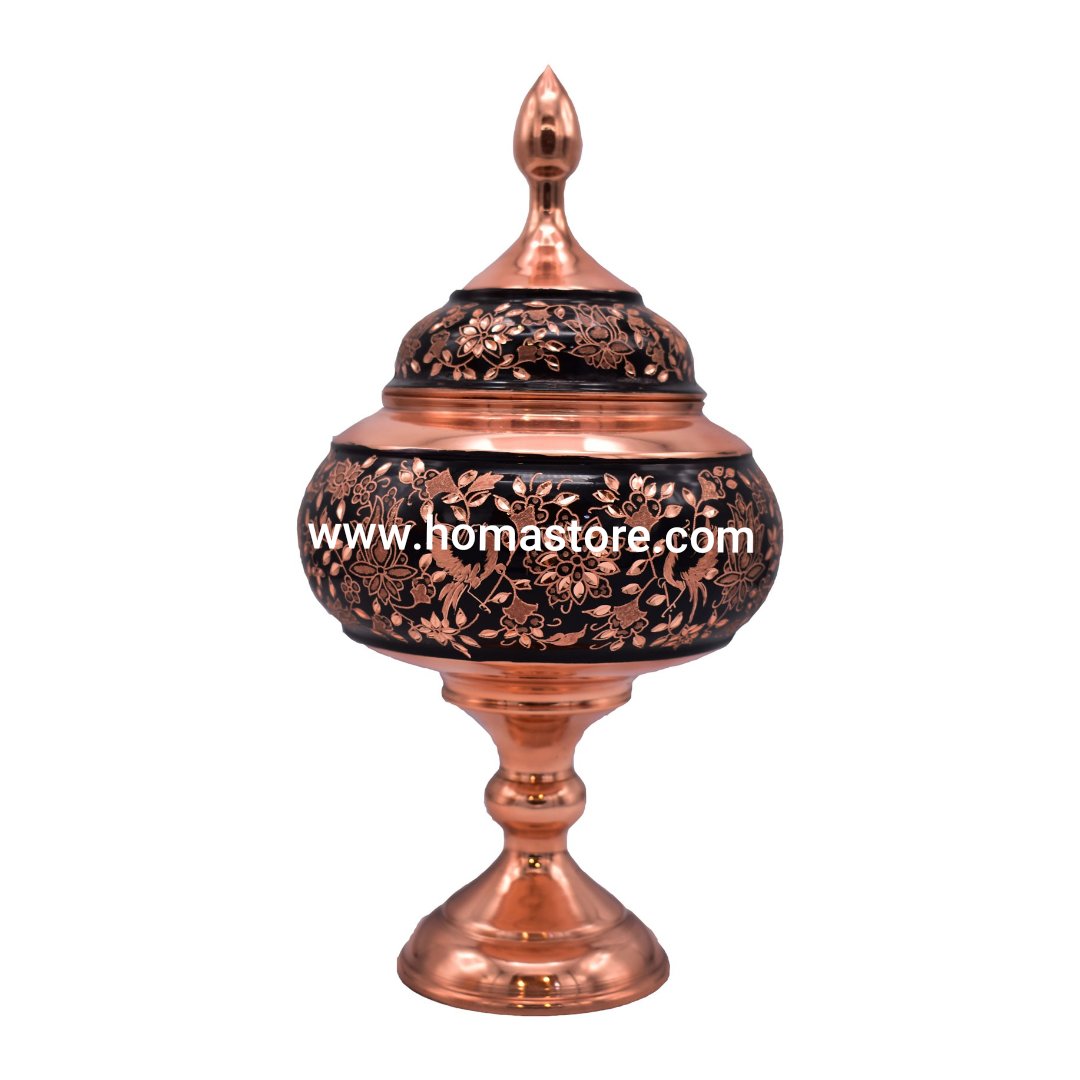 شکلات خوری پایه دار حکاکی بر روی مس