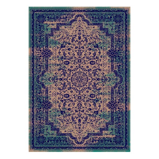 فرش ماشینی زانیس ارسال رایگان کد2521مدرن طرح وینتیج سرمه ای تک رو سایز42x30 سانت