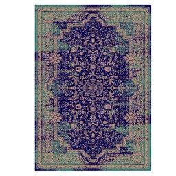 فرش ماشینی زانیس ارسال رایگان کد2518مدرن طرح وینتیج سرمه ای تک رو سایز42x30 سانت