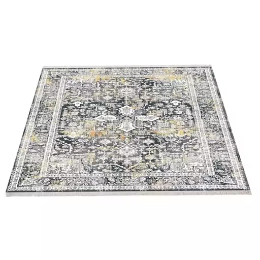 فرش ماشینی زانیس ارسال رایگان کد924وینتیج طرح ایران مشکی   دو رو سایز 42x30 سانت