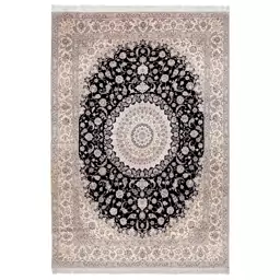 فرش ماشینی زانیس ارسال رایگان کد614سنتی طرح نائین سرمه ای دو رو سایز 42x30 سانت