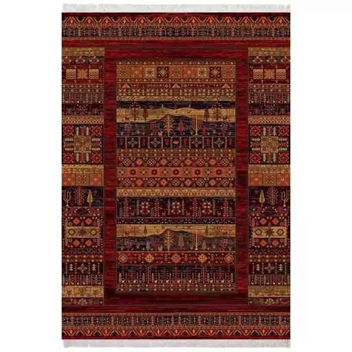 فرش ماشینی زانیس ارسال رایگان کد617سنتی طرح عشایر خردلی دو رو سایز 42x30 سانت