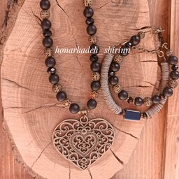 ست گردنبند و دستبند سنتی با آویز پلاک قلب