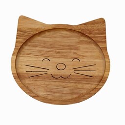 ظرف چوبی غذای کودک مدل گربه