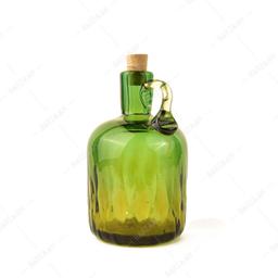 بطری آبگینه دست ساز  استوانه ای سبز زیتونی سایز 4- کد 021 