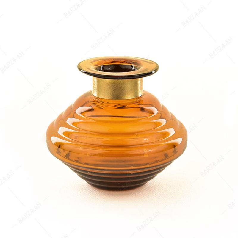 گلدان آبگینه دست ساز  مدل مینو رنگ عسلی- کد 003 