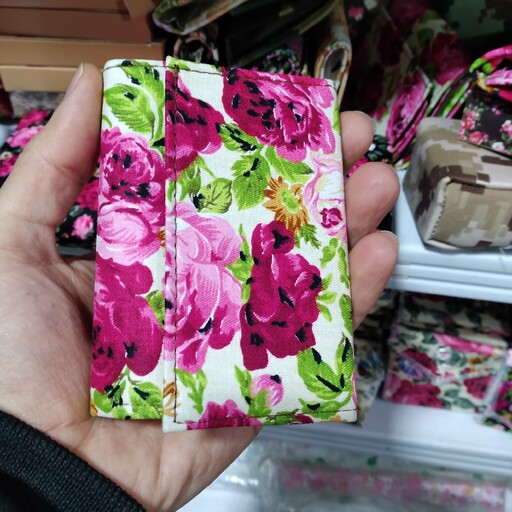 کیف پول و جاکارتی طرح گل گلی زیبا