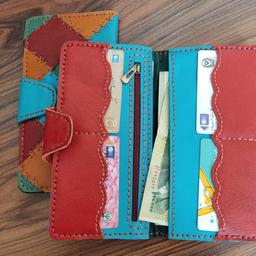 کیف پول زنانه تکه دوزی شده  از چرم طبیعی و دستدوز 