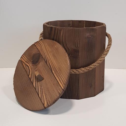 سطل چوبی رنگ قهوه ای(خریدمستقیم از تولید کننده)