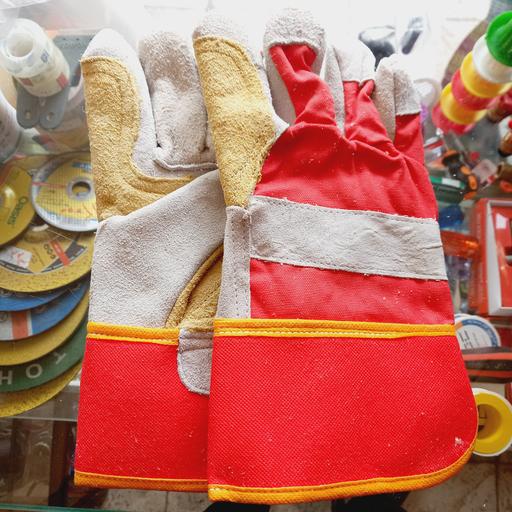 دستکش صنعتی چرمی کف دوبل مخصوص کارهای فنی
