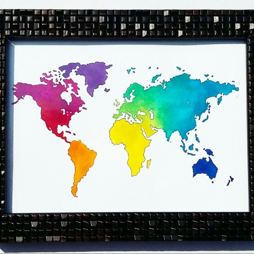 تابلو نقاشی آبرنگ نقشه جهان 4
