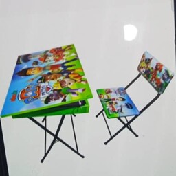 میز تحریر تاشو  باکسدار  همراه صندلی  دارای جک آرام باز شو و قفل کودک مناسب سنین 2 تا 16 سال  تحمل وزن بالای صندلی کیفیت