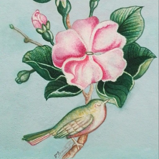تابلو نقاشی  ایرانی گل و مرغ