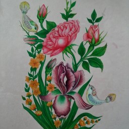 تابلو نقاشی گل و مرغ