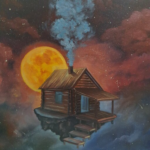 تابلو نقاشی رنگ و روغن روی بوم خانه رویایی