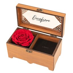 رز جاودان دکوفیوره مدل جعبه جواهرات موزیکال کوکی اتومات با گل ماندگار  