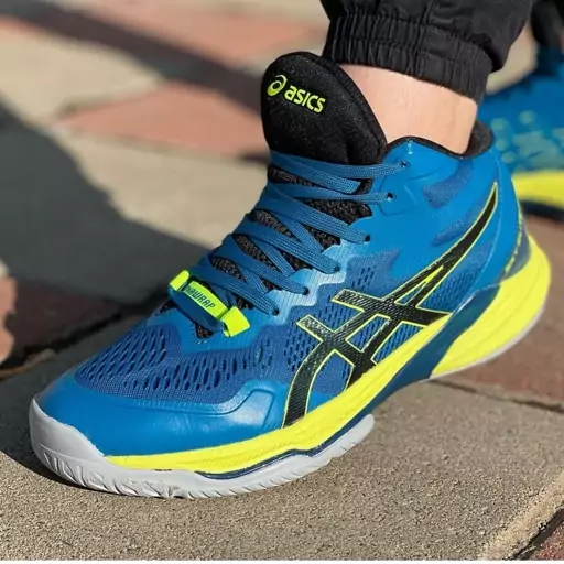 357 کتونی والیبال آسیکس رنگ آبی کاربنی صورتی ساق دار کتانی اسیکس ASICS مردانه 