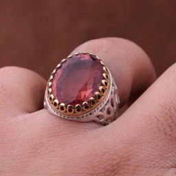 انگشتر الکساندریت تراش الماسی معدنی مردانه اصل ( انگشتر مردانه )