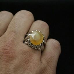 انگشتر یاقوت زرد تراش زیبای اصل ( انگشتر مردانه )