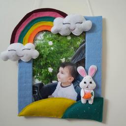 قاب عکس کودک رنگین کمان و خرگوشی،قاب آیینه گل و گنجشک،از جنس نمد، در اندازه های مختلف،در انواع طرح و رنگ و اشکال مختلف