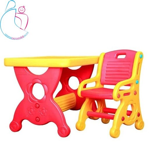 ست میز و صندلی تحریر مانلی رنگ زرد- قرمز