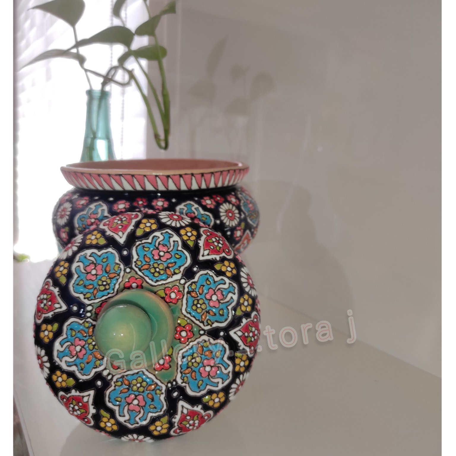 شکلات خوری تک پایه سفالی میناکاری