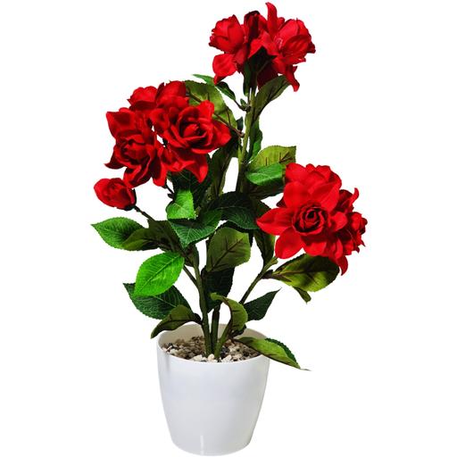 گلدان به همراه گل مصنوعی مدل گل رز کد 077