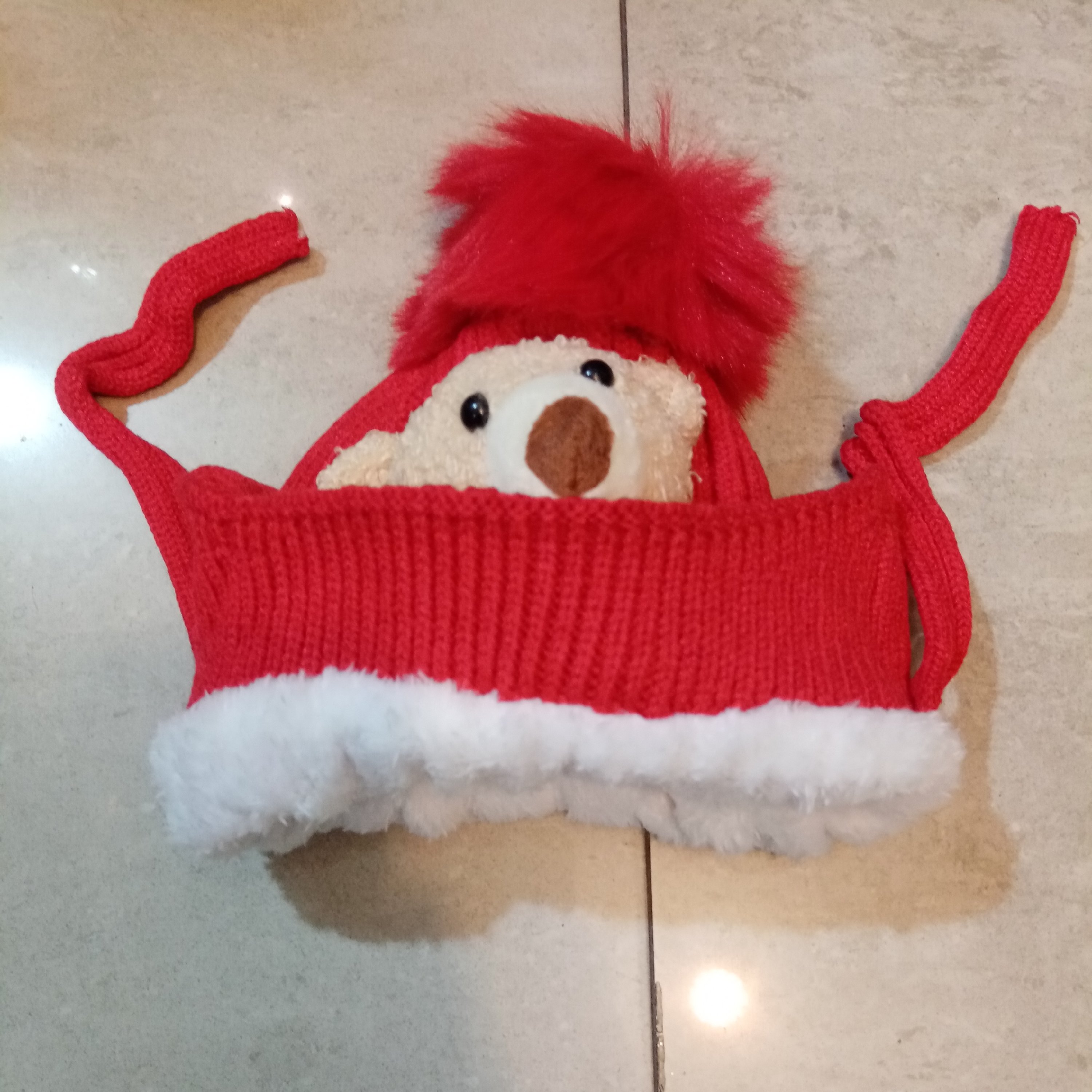 کلاه بچه گانه عروسکی تدی داخل خز 