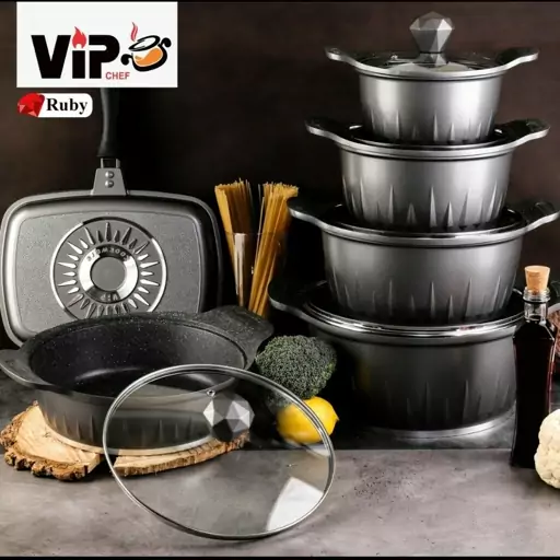 سرویس قابلمه چدن گرانیت 15پارچه vip