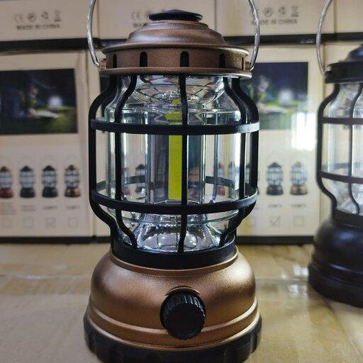 لامپ ال ای دی . LED  طرح فانوس جذاب رنگ  مشکی کار با باطری نیم قلمی با کلید تنظیم قدرت نور
