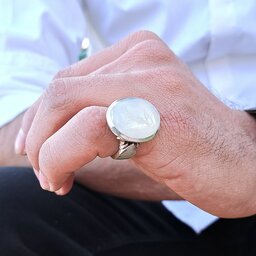 انگشتر مردانه نقره با سنگ نباتی یمنی ( کد 554)