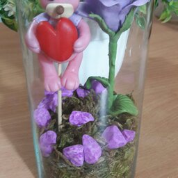 باکس شیشه ای ولنتاینی عروسک و گل قابل شستشو قابل تغییر با سلیقه شما