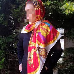 روسری مجلسی ابریشم توییل دست دوز زمینه سفید